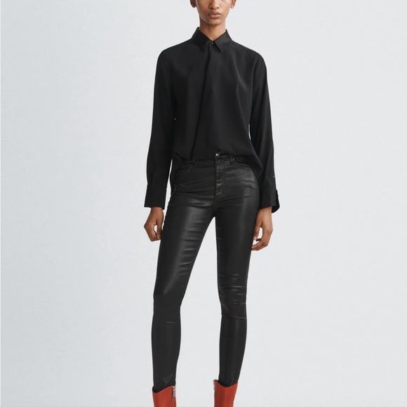 Rag & Bone - Nina Skinny Coated Black Jeans - Picture 2 of 6